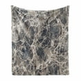 thumbnail image 1 of Marble Print Soft Flannel Fleece Throw Blanket, Ceramic Style Grunge Scratches Formless Lines and Cracks Artwork, Cozy Plush for Indoor and Outdoor Use, 50" x 70", Tan Beige Dark Taupe, by Ambesonne, 1 of 6