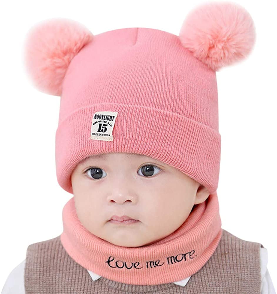 RAOEXI Unisex Baby Toddler Hat and Mitten Set Winter Knitted Thick Warm Beanie Cap Gloves for Infant Boys Girls 