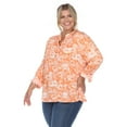 thumbnail image 2 of White Mark Women's Plus Size Pleated 3/4 Sleeve Floral Print Blouse, 2 of 5