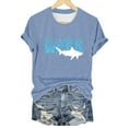thumbnail image 4 of HCURIBAD Shirts for Women, Women's Casual Letter Shark Print Round Neck Short Sleeve Printed Top Halloween T-Shirt, Womens Graphic Tees, Halloween Shirts for Women 1PC T-Shirt Dark Blue M, 4 of 4