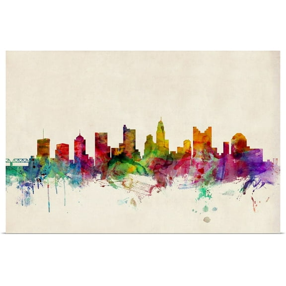 Great BIG Canvas | "Columbus Ohio Skyline" Art Print - 24x16