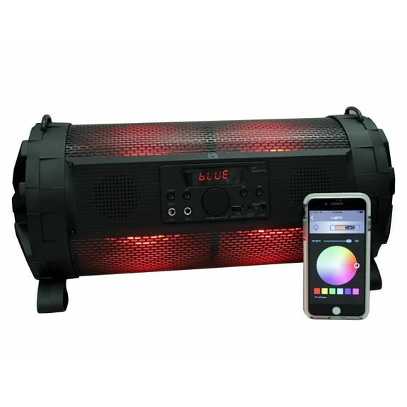 MR.DJ MEGA-TUBE PORTABLE BLUETOOTH BOOMBOX w/RECHARGABLE BATTERY AND LED LIGHTS