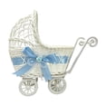 thumbnail image 2 of Imitation Rattan Wicker Baby Carriage Decor, Handwoven Mini Carriage Ornament, Rustic Boho Craft Style, Lightweight Woven Material, Baby Shower Party Tabletop Gift Display Decor, 2 of 6