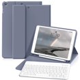 thumbnail image 1 of Funda Teclado KVTVOU para iPad 9ª/8ª/7ª Generación (10.2 Pulgadas, 2021/2020/2019), Teclado Inalámbrico Bluetooth Magnético Desmontable, Funda Folio con Soporte y Porta Lápiz, Morado, 1 of 9