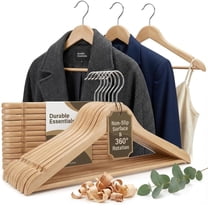 Durable Essentials Plastic Hangers – Pack of 20 Slim, Heavy-Duty, Wood-Like Design with Non-Slip Surface, 360° Rotating Rust-Resistant Hook for Space-Saving