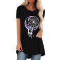thumbnail image 1 of Hauts d'Été pour Femmes 2023 Mode Femmes Carillons Décontractés Lune Col Rond T-shirt Manches Courtes, 1 of 5