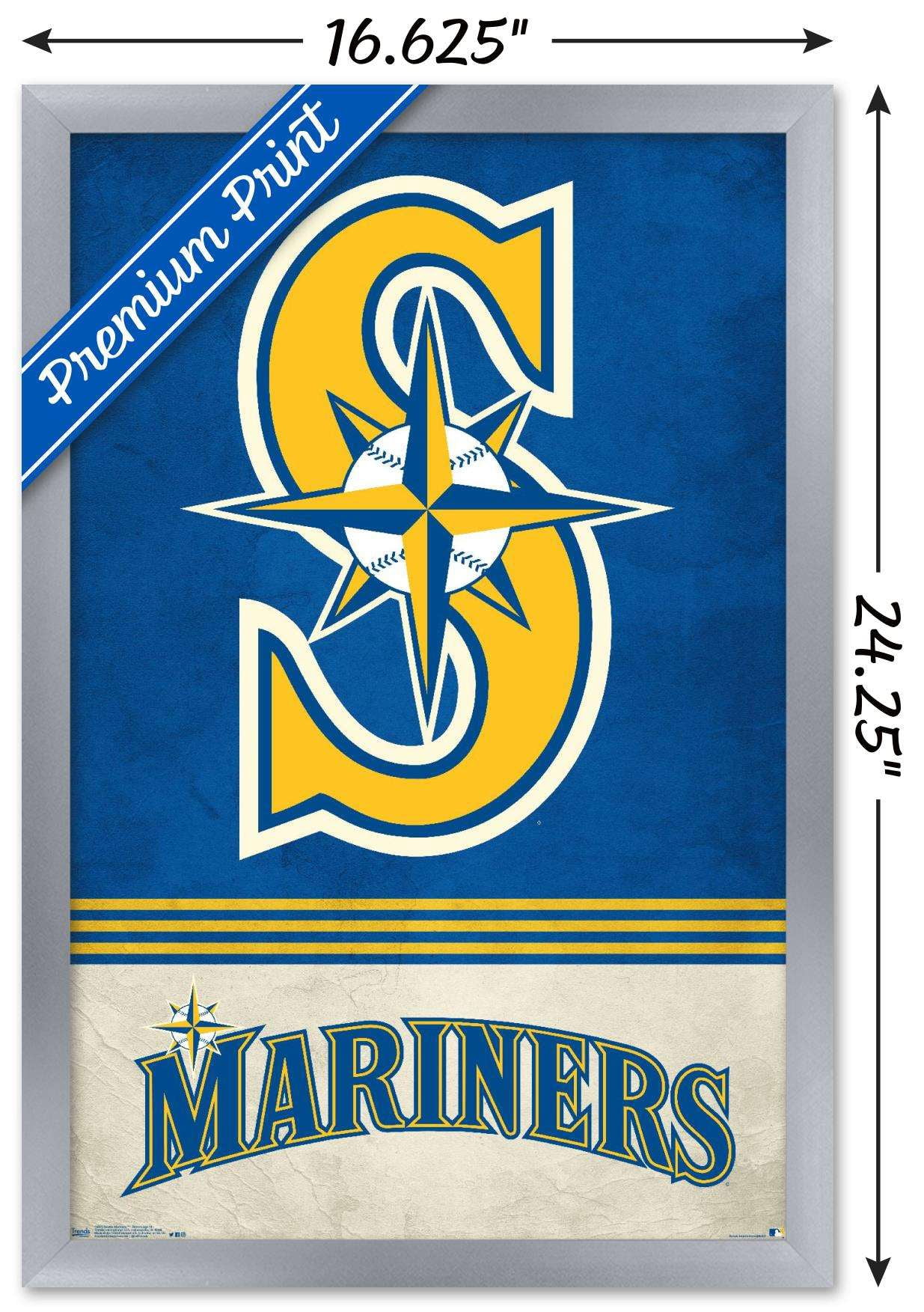 MLB Seattle Mariners - Retro Logo 18 Wall Poster, 14.725" x 22.375", Framed