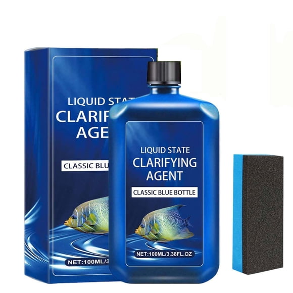 Aquarium Water Clarifier 100 mL, Fast-Acting Cloudy Tank Water Treatment with Dosage for Clearer Fish Tank Water and Filter Performance