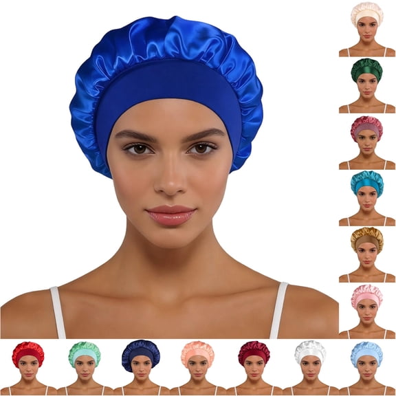 Ticikt Satin Bonnet for Sleeping, Soft Elastic Band Silk Sleep Cap, Hair Wrap for Women,Blue1