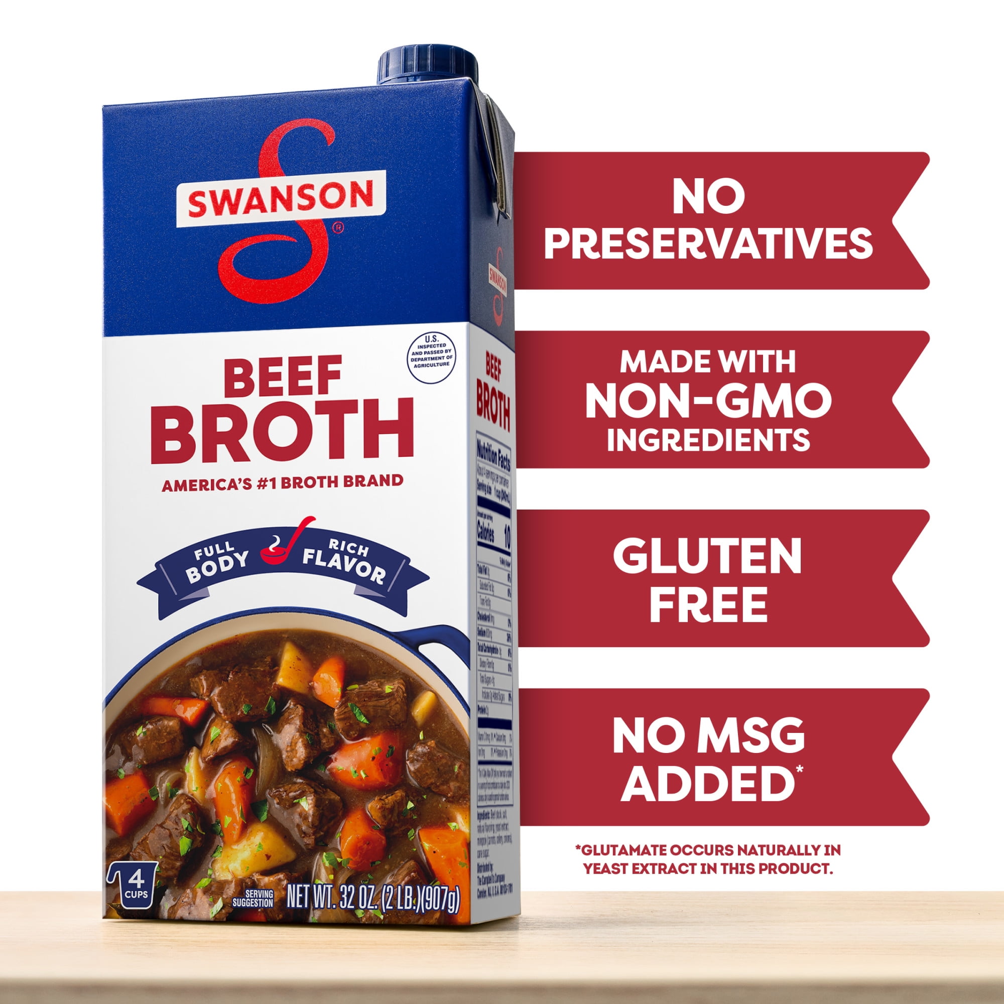 Swanson Beef Broth, 32 oz Carton