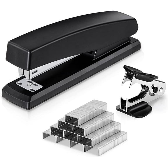 Deli Stapler, Desktop Stapler, Office Stapler, 20 Sheet Capacity, Includes 1000 Staples and Staple Remover, Black