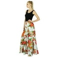 thumbnail image 4 of Bimba Long Flaired Cotton Skirt Boho Style Maxi Elastic Waist Bottoms, 4 of 6