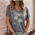 thumbnail image 2 of Birdeem Mode Décontractée pour Femmes Blouses à Manches Courtes Imprimées Col en V T-Shirts Hauts, 2 of 12