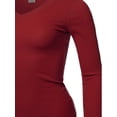 thumbnail image 4 of A2Y Women's Basic Solid Fitted Long Sleeve V-Neck Thermal Top Shirt Burgundy L, 4 of 5