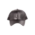 thumbnail image 3 of PU Leather Mesh Trucker Adjustable Snapback Hat - Black, 3 of 5