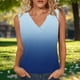 thumbnail image 2 of Mujeres sin mangas Tops de verano gradiente color fuera de posición impresión V-cuello blusa casual Mujeres V-cuello de verano Tops, 2 of 8