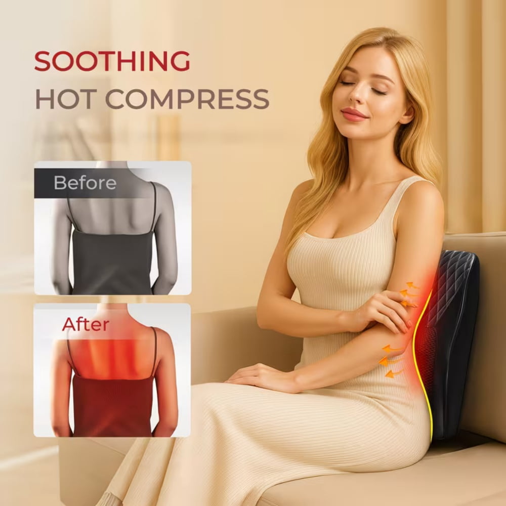 Nuvrek Shiatsu Neck and Shoulder Massager Pillow with 3D Deep Tissue Kneading