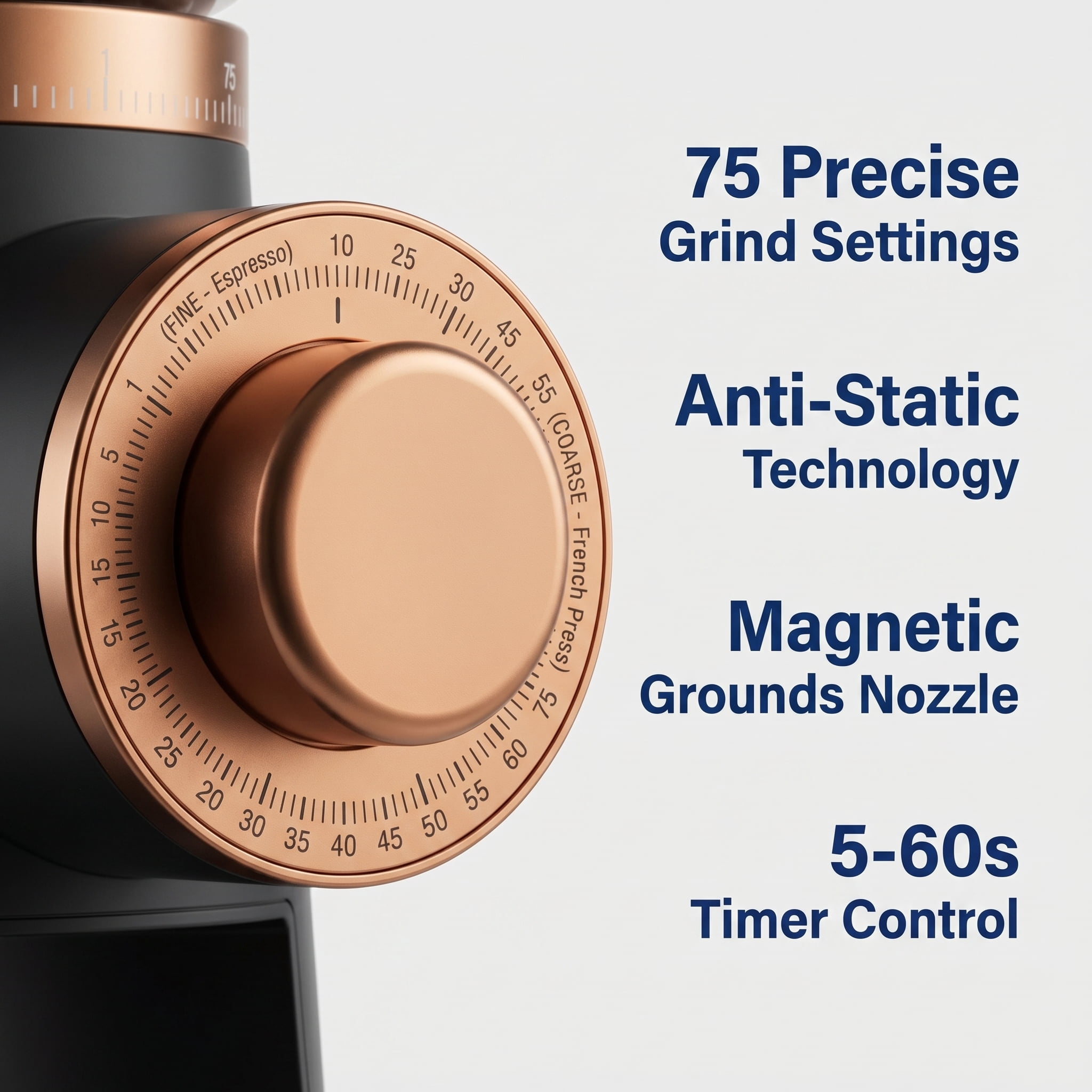 Sunmaki Coffee Grinder with 75 Settings & 40mm Burrs, Anti-Static Espresso Grinder for Home Use