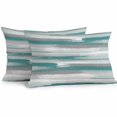 thumbnail image 2 of Lumbar Pillow Covers 20x12 Inch Set of 2, Blue Gray Stripes Waterproof Outdoor Pillow Covers, Watercolor Modern Abstract Minimalist Decorative Cushion Pillowcases for Couch, Sofa, Bed, Garden, Patio, 2 of 9