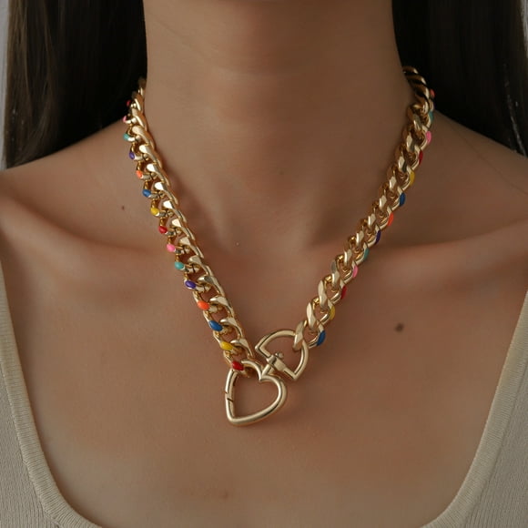 TopLLC Necklaces & Pendants Lock Pendant Oil Dripping Chain Personalized Design Women's Necklace Necklace Necklace
