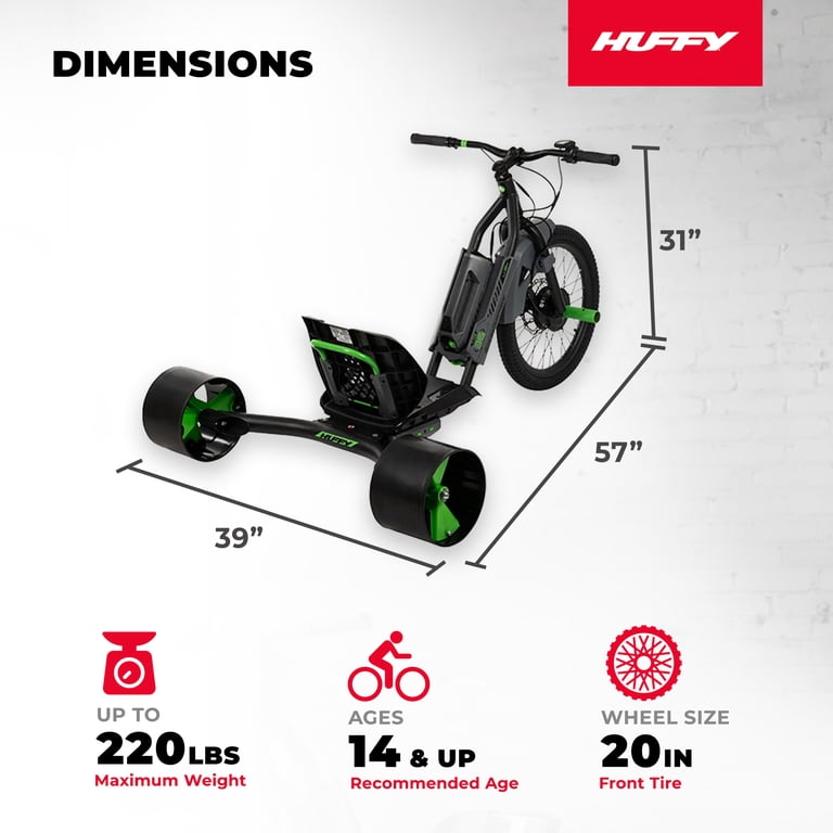 Huffy Green Machine 36V Electric Drift Trike, 15 MPH, Adult/Teens