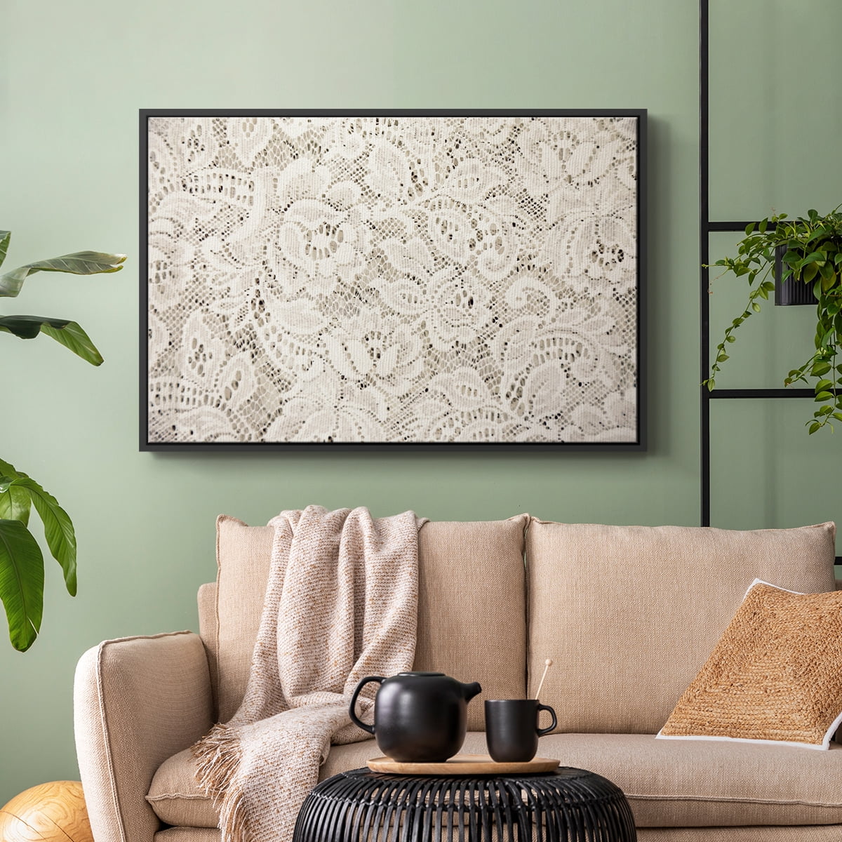 Vintage Abstract Print-XX Framed in Black Wood Gallery Wrapped Canvas 27 in. x 41 in.