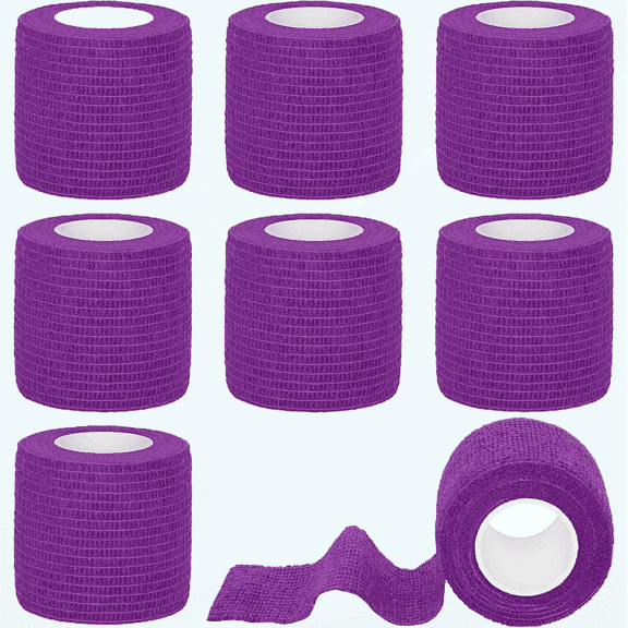8 Rolls Cohesive Bandage 2” x 5 Yards Self Adherent Bandage Wrap Breathable Vet Tape Elastic Adhesive Bandage for Sports, Wrist, Ankle, Tattoo Wraps(Purple)