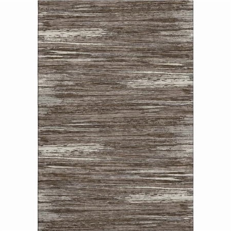 HomeRoots 671208 8 x 10 ft. Brown & Beige Striped Transitional Washable Machine Made Rectangle Area Rug with UV Protection