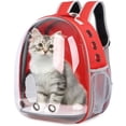 thumbnail image 1 of Pet Backpack Pet Portable Backpack Pet Travel Backpack Transparent Breathable Space Capsule, Red, 1 of 5
