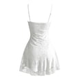 thumbnail image 4 of Huowey Vampire Gothic Dresses Women Halloween Floral Lace Fancy Cosplay Party Gown Spaghetti Strap Eye-Catching Halloween Dress,White,L, 4 of 4