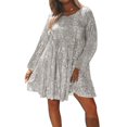 thumbnail image 1 of Mini-robe Sparkling Femmes à Manches Longues en Couleur Unie, 1 of 7