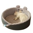 thumbnail image 1 of Cat Cushion Bed Round Soft Rabbit Hair Keep Warm Cartoon Style Washable Small Dog Bed for Small Pet House Indoor Cartoon Bear, 1 of 1