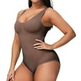 thumbnail image 3 of SWSMCLT Women's Full Body Shaper Shapewear Bodysuit Slim Thigh Slimmer Seamless Pad Padded Tummy Control Waist Trainer Tops Firm Compression Garment Coffee Large, 3 of 5