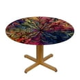 thumbnail image 3 of PIKWEEK Boho Pink Purple Fitted Tablecloth for Round Table Mandala Ornamental Meditation Covers for The Home Elastic Edged Flannel Backed Fitted Table Cover Round Floral Fits up  Tables, 3 of 7