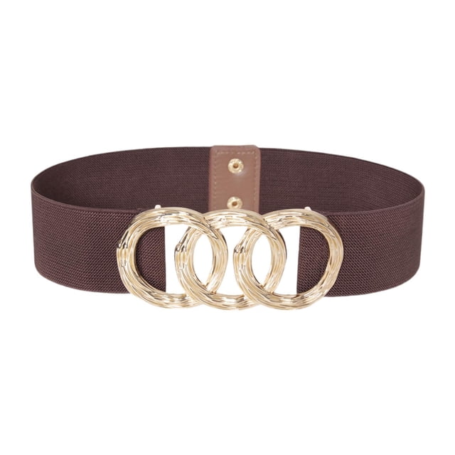 Cinturón ancho elástico tipo corsé con hebilla dorada, estilo vintage, para mujer. Marrón