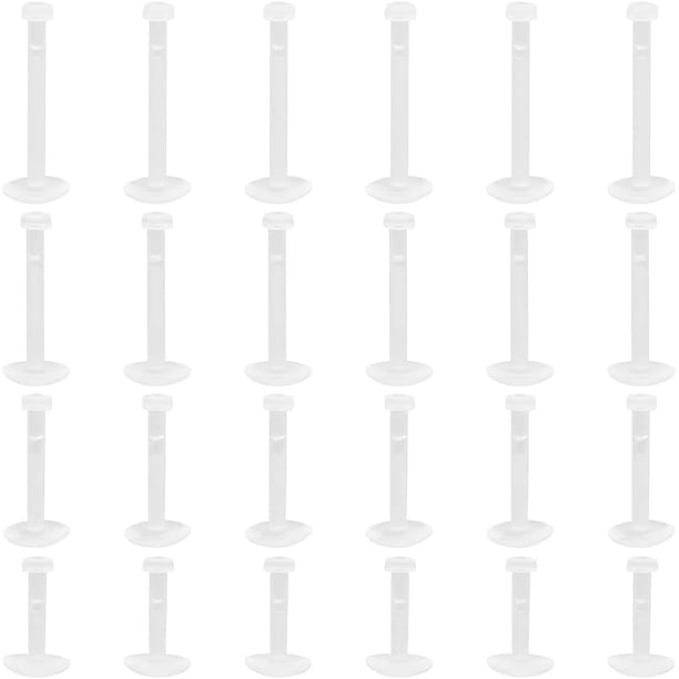 1 caja de 24 pendientes acrílicos de 4 estilos, transparentes, con parte trasera plana, para cartílago, hélix, trago, transparentes e invisibles.