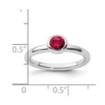thumbnail image 2 of 925 Sterling Silver Bezel Polished Stackable Low 5mm Round Cr. Ruby Ring Size 8 Stackable Ring for Women, 2 of 2