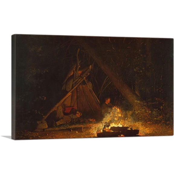 ARTCANVAS Camp Fire 1880 Canvas Art Print by Winslow Homer - Size: 18" x 12" (0.75" Deep)