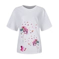 thumbnail image 4 of T-shirts d'Été Décontractés pour Femmes Col Rond Manches Courtes Tee Graphique Tendance Basique Confortable Coupe Ample Blouses Chandail, 4 of 6