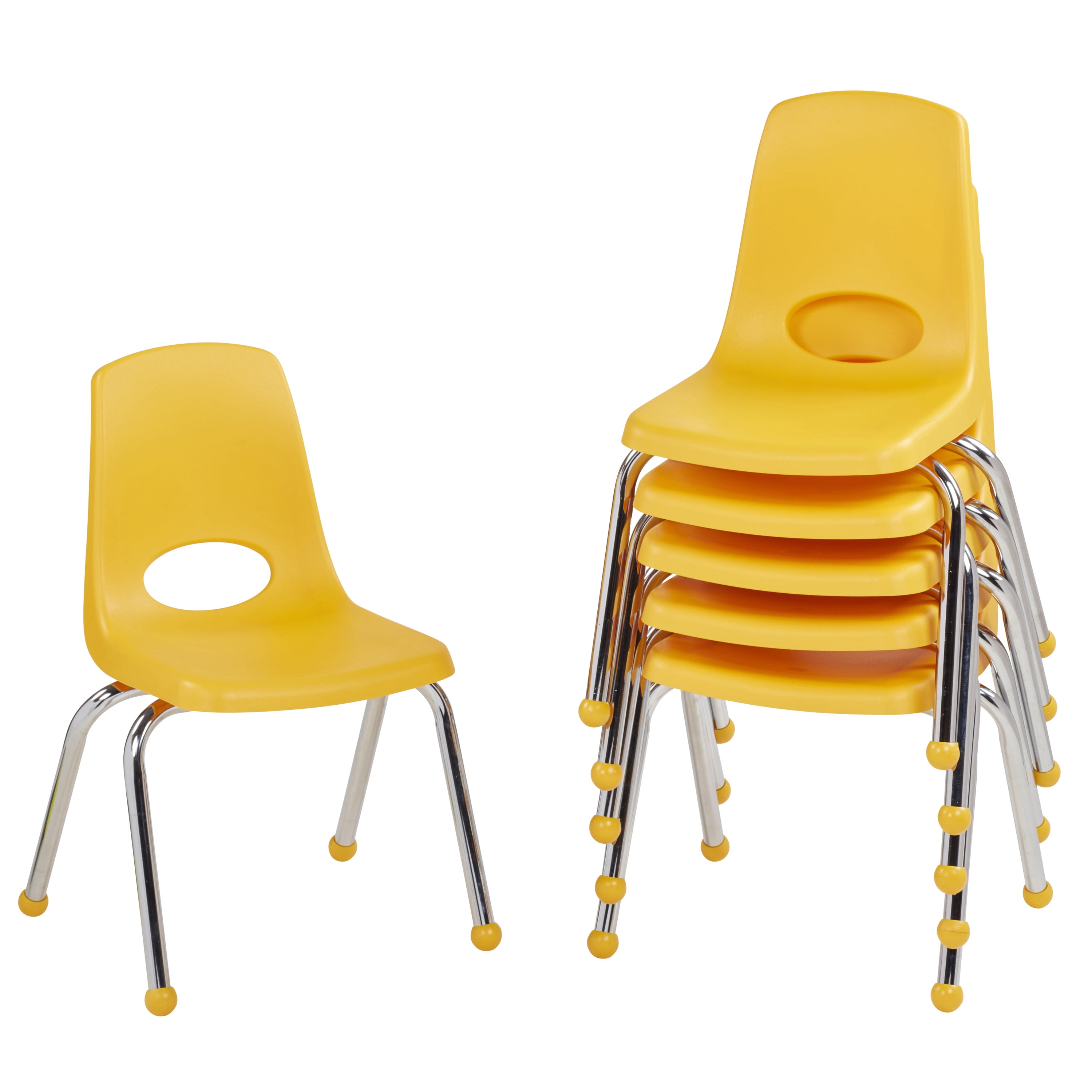 Factory Direct Partners 14in Stack Chair with Ball Glides, 6Pack