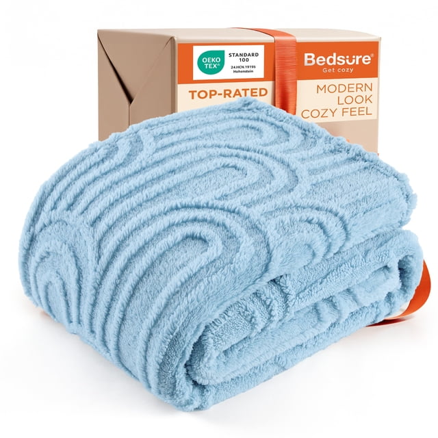Manta de Lana Bedsure GentleSoft Azul para Mujer 130x180 cm