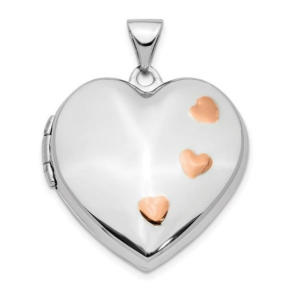 Quality Gold XL752 14K White Gold with Rose Rhodium 22 mm Heart Locket Pendant