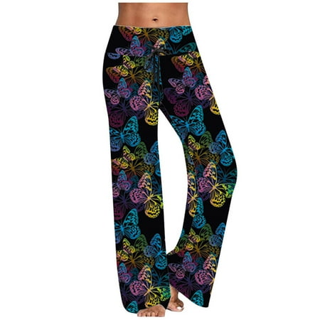 

Leesechin Wide Leg Pants for Women Comfy Jogger Pajama Floral Print Elastic Waist Lounge Y2K Pants on Clearance