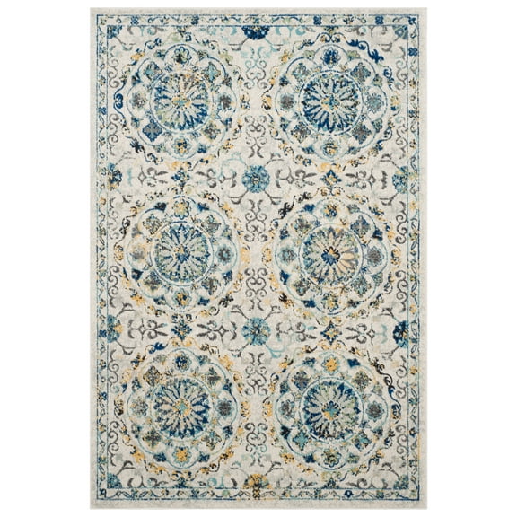 SAFAVIEH Evoke Rado Bordered Area Rug, Ivory/Blue, 4' x 6'