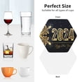 thumbnail image 6 of Honeii Happy New Year 2024 (5) print Leather Coaster Set of 4, ideal for safeguarding your furniture from drinks spills and effortless cleanup-Hexagon, 6 of 6