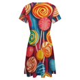 thumbnail image 5 of Rainbow Lollipop Dress Fashion Beach Short Sleeve Dresses Female Party Printed Sundress, 5 of 7