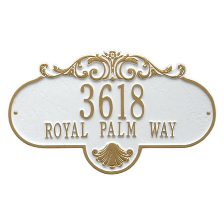 Whitehall Products 2018WG Grande Wall Two Line Rochelle Address Plaque, White & Gold