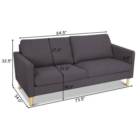 Costway Modern Fabric Couch Loveseat Sofa Lounge Sleeper Upholstered Bed