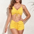 thumbnail image 2 of Elainilye Fashion Bikini Sets for Women Bikini with Chest Pad Without Steel Support Sexy Strap Split Swimsuit Beach Two Piece Set,Yellow, 2 of 8