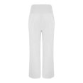 thumbnail image 4 of Linen Pants for Women Wide Leg High Waisted Palazzo 2024 Summer Beach Boho Smocked Trousers Lounge with Pockets, White XXL, 4 of 7